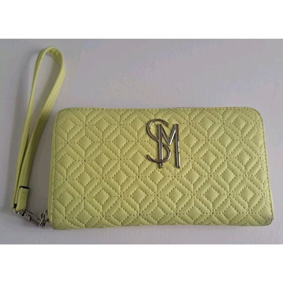 Steve Madden Handbags - Steve Madden Zip Around Clutch Wallet Wristlet Quilted Yellow Multicompartment